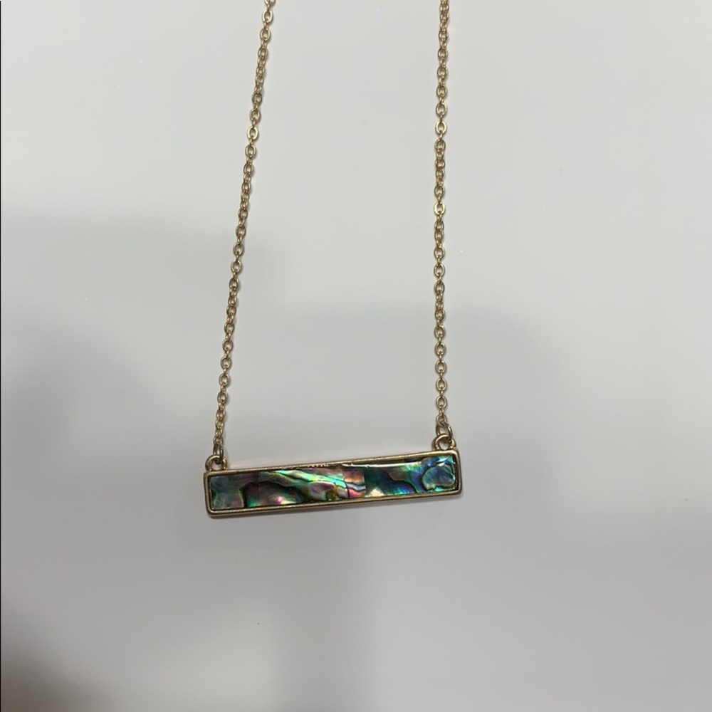Canvas blue/opal bar necklace